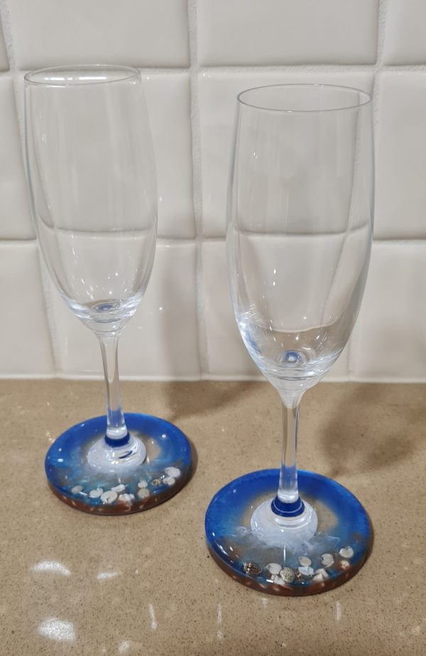 Resin Champagne Glass - Beach