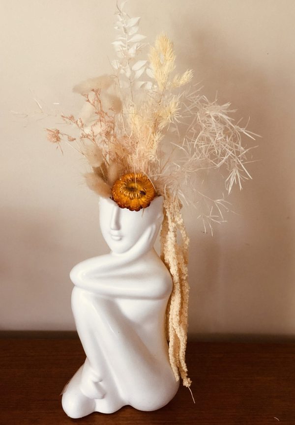 Dried Flower Arrangement in Thinking Lady Vase