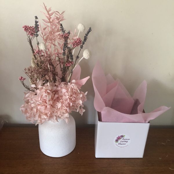 Dried Flower Arrangement in White Neck Vase