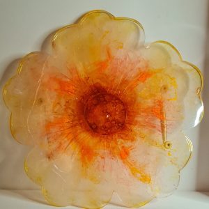 Resin Flower Tray - Orange, Brown, Yellow & White