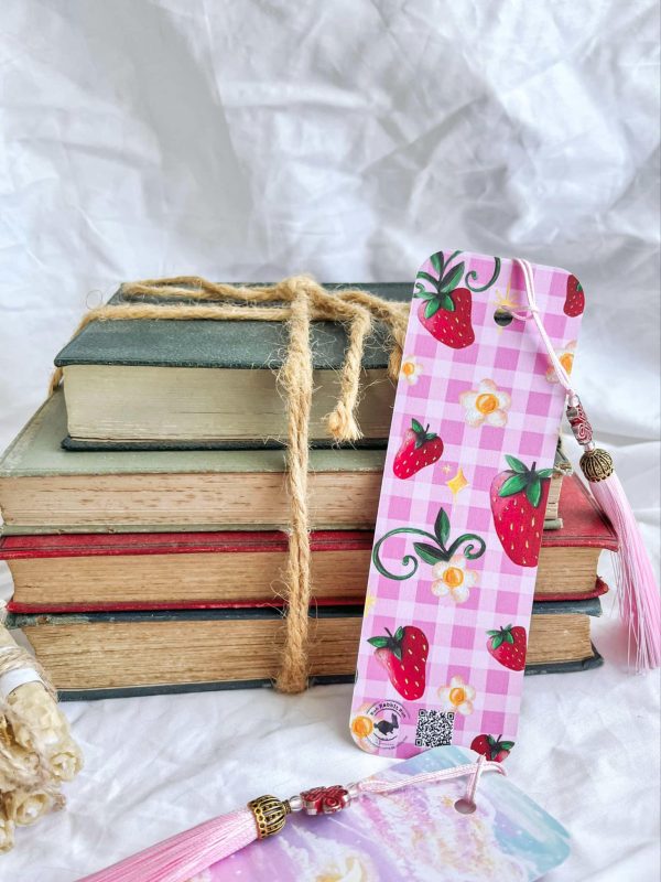 Double Sided Bookmark (Summer Strawberries and Pastel Sunset)