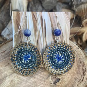 Indigo Blue Raffia Earrings