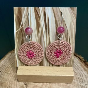 Pink Raffia Earrings