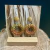 Double Button-hole orange wool earrings