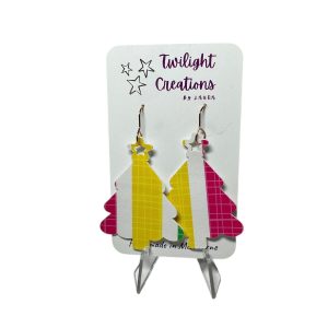 Synthetic leather Christmas earrings