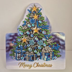 blue xmas tree card