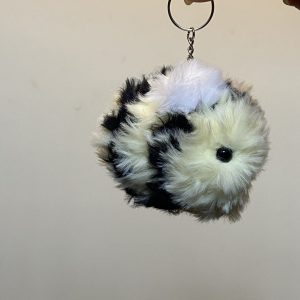 Fuzzy bee keychain bag charm