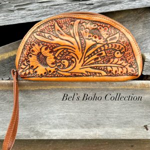 Hand-carved Half Moon Wallet & Clutch (Tan)