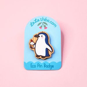 Fairy Penguin Eco Wood Pin Badge