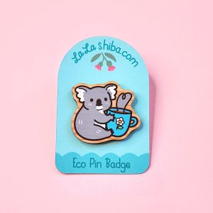 Koala Eco Wood Pin Badge