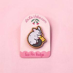 Possum Eco Wood Pin Badge