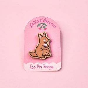 Wallaby Eco Wood Pin Badge