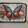 Red butterfly zippered card wallet