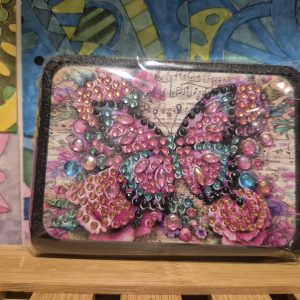 pink butterfly zippered card wallet