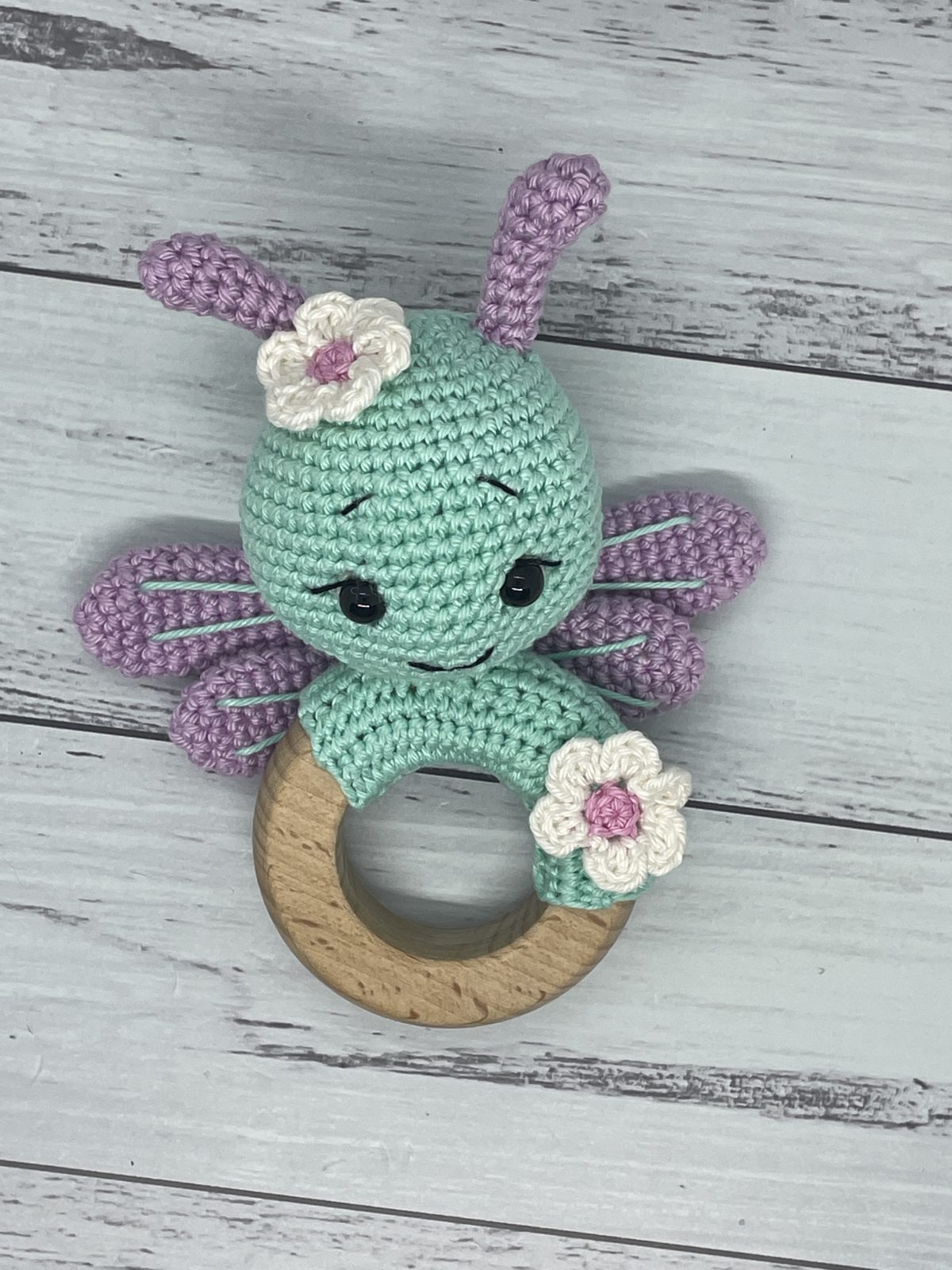 Baby Rattle - Mint Dragonfly