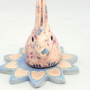 Pink Bunny on Flower Bed