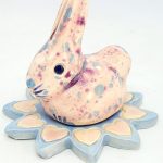 Pink Bunny on Flower Bed